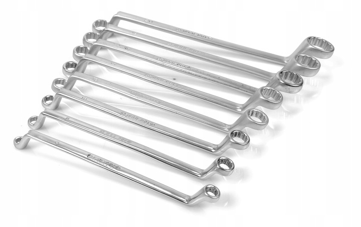 Očkové kľúče ohnuté CrV – sada 8 ks (6–22 mm)
