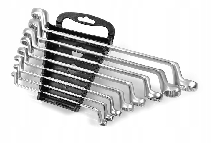 Očkové kľúče ohnuté CrV – sada 8 ks (6–22 mm)