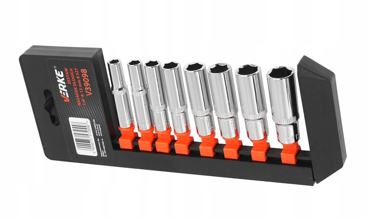 VERKE Dlhé nástrčné hlavice 1/4" 6-13 mm 8 ks