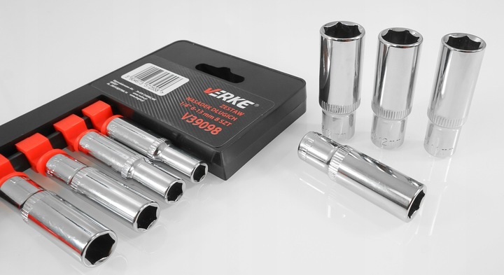 VERKE Dlhé nástrčné hlavice 1/4" 6-13 mm 8 ks