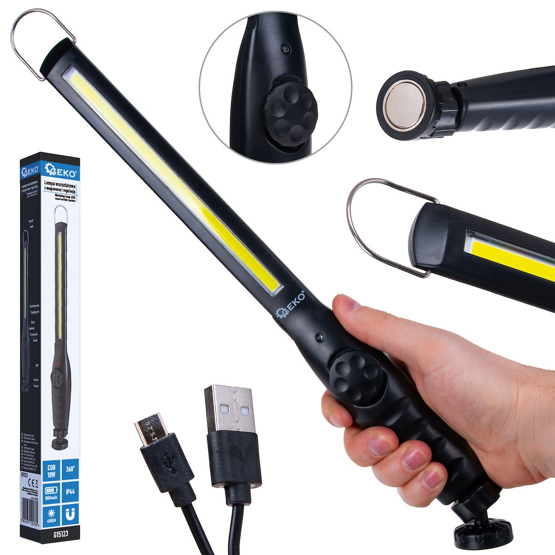 Geko Dielenské svietidlo s magnetom a reguláciou svetla LED COB 10W 1800mAh 450lm IP44