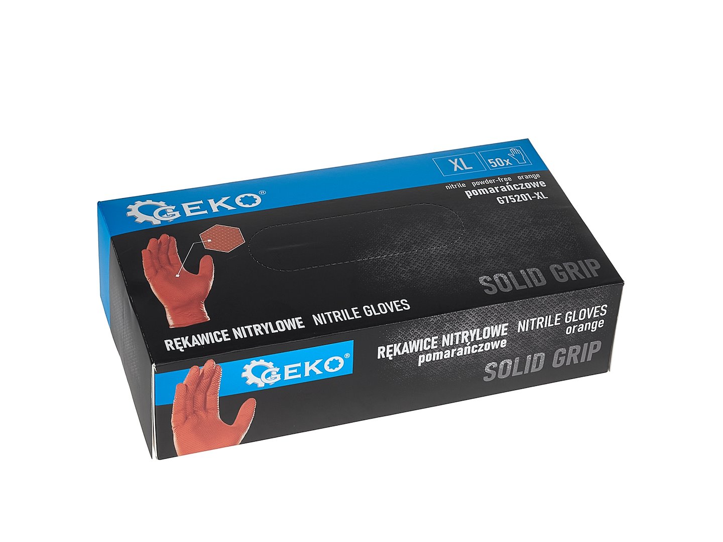 Geko Nitrilové rukavice SOLID GRIP 50ks veľkosť XL, oranžové