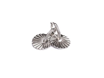 Náušnice - kroužky - slunce, stříbrné (rhodium)