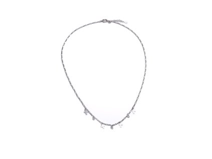 Náhrdelník s křížky a křišťály, stříbrný (rhodium) - 45 cm