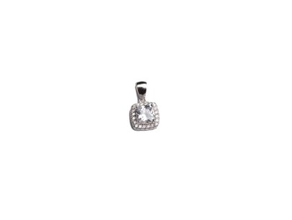 Přívěsek - čtverec se zirkony, stříbro (rhodium) - 1,4 cm