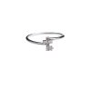 Prsten s křížkem a zirkonem, stříbrný (rhodium)