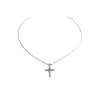 Náhrdelník s křížkem a zirkony, stříbrný (rhodium) - 45 cm
