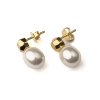 Náušnice s perlou, pozlacené (rhodium) - 2 cm