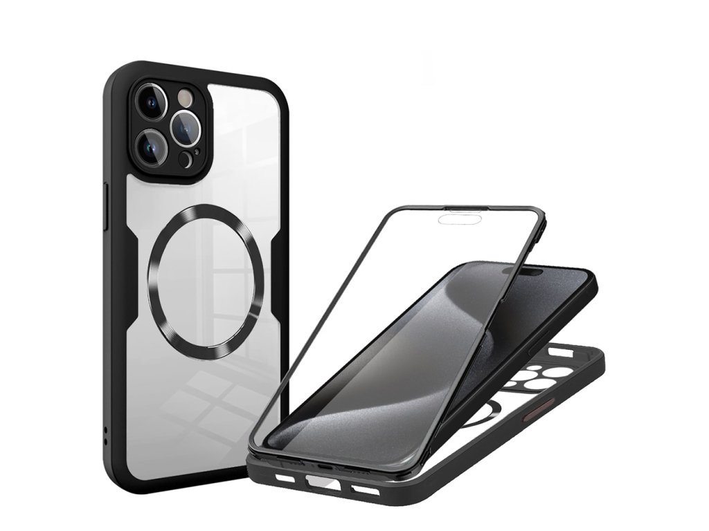 Case for iPhone 15 Pro Max + Cover - Techsuit ColorVerse 360 MagSafe MagSafe Series - Black