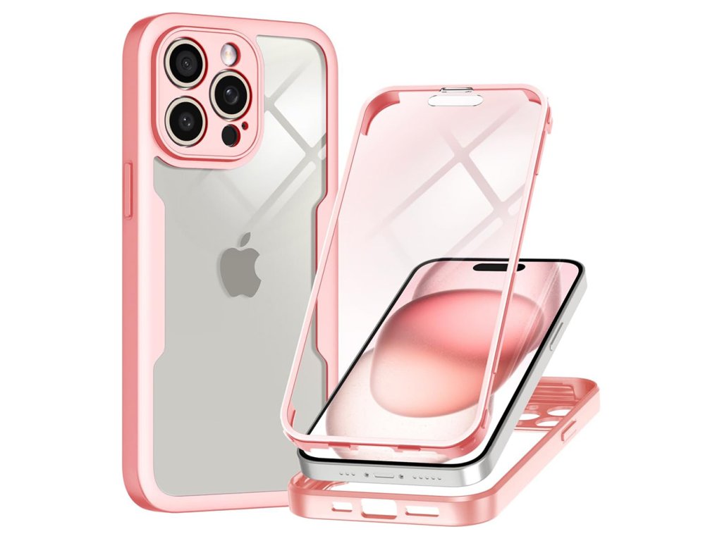 Case for iPhone 16 Pro + Cover - Techsuit ColorVerse 360 Series - Pink