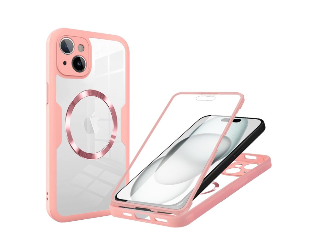 Case for iPhone 15 + Pouch - Techsuit ColorVerse 360 MagSafe MagSafe Series - Pink
