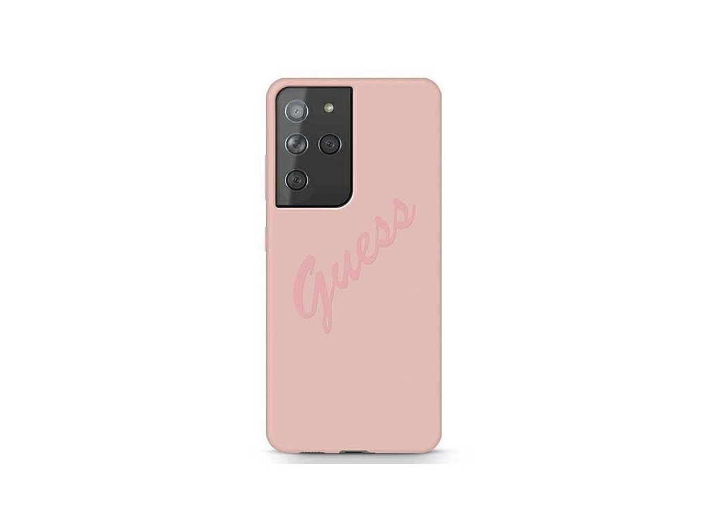 Kryt Samsung Galaxy S21 Ultra Guess Hardcase Script Vintage (GUHCS21LLSVSPI)  růžový