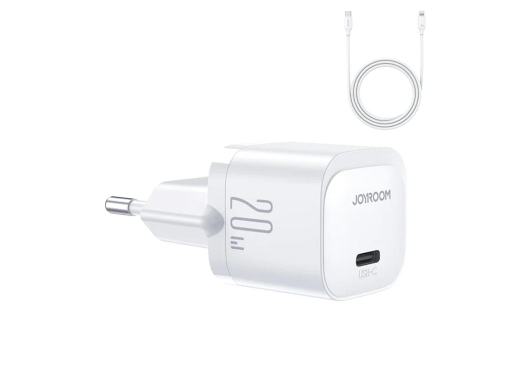Nabíječka do sítě JoyRoom (JR-TCF02) – Type-C, 20W s kabelem Type-C to Lightning – bílá