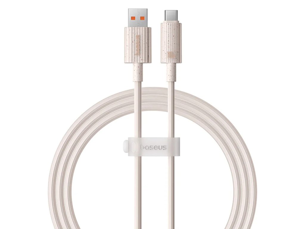 Cablu USB la Type-C, Fast Charging, 100W, 480Mbps, 1m - Baseus Habitat Series (P10360203421-00) - Wheat Pink