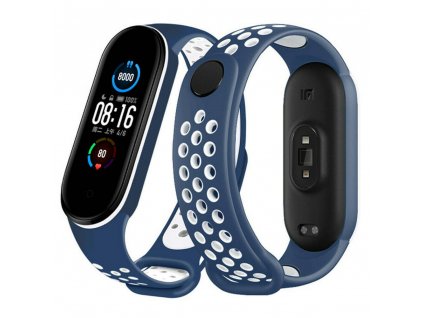 Řemínek XIAOMI MI BAND 5/6 silikonový modrobílý