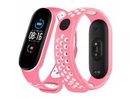 Řemínek XIAOMI MI BAND 5/6 silikonový růžovobílý