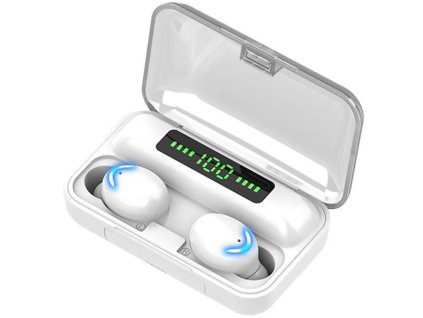 Bezdrátová sluchátka Bluetooth 5.0 HF TWS F9-5c s displejem bílá