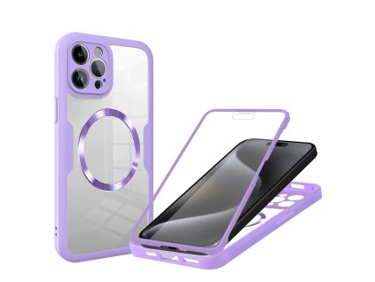 Pouzdro iPhone 15 Pro Techsuit - ColorVerse 360 MagSafe Series + ochrana obrazovky, fialové