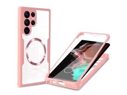 Pouzdro Samsung Galaxy S23 Ultra, Techsuit - ColorVerse 360 MagSafe Series + ochrana obrazovky, růžové