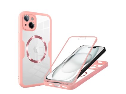 Pouzdro iPhone 15 Techsuit - ColorVerse 360 MagSafe Series + ochrana obrazovky, růžové
