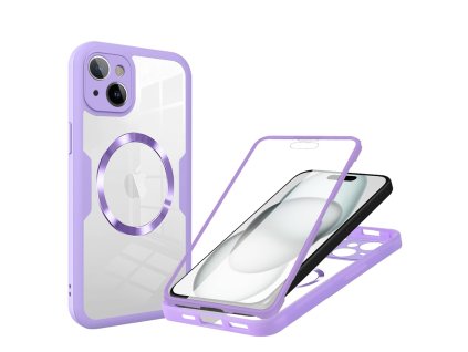 Pouzdro iPhone 15 Techsuit - ColorVerse 360 MagSafe Series + ochrana obrazovky, fialové