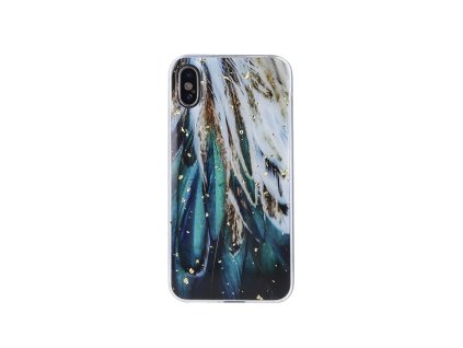 Kryt Samsung Galaxy A12 Silicone Gold Glam feathers