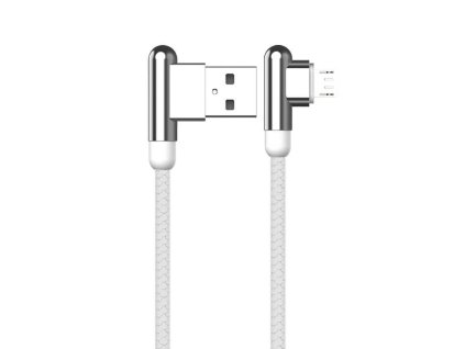 Datový kabel micro USB KAKU 90 st. (KSC-125) 3,2A 1,2m - bílý