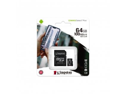 Paměťová karta Kingston microSDHC 64GB + adapter