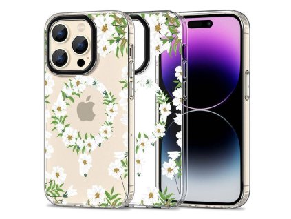 Kryt Samsung iPhone 15 Pro Max Tech-Protect MagMood MagSafe White Daisy transparentní