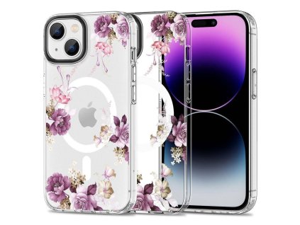 Kryt Samsung iPhone 15 Plus Tech-Protect MagMood MagSafe Spring Flowers transparentní