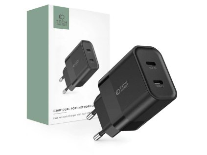Síťová nabíječka PD 20W 2x USB-C Tech-Protect C20W černá