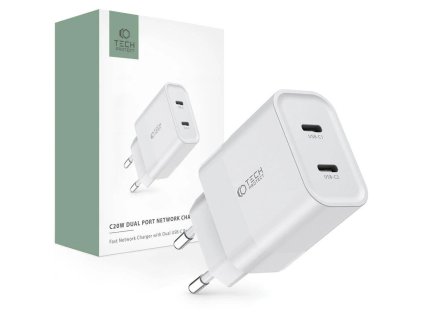 Síťová nabíječka PD 20W 2x USB-C Tech-Protect C20W bílá