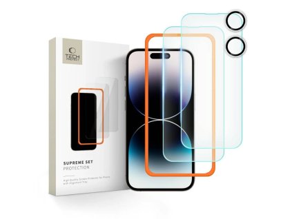Tvrzené sklo iPhone 16 Plus Tech-Protect Supreme Set (2 ks sklo + 1 ks fotoaparát) čiré