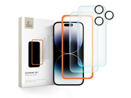 Tvrzené sklo iPhone 16 Pro Tech-Protect Supreme Set (2 ks sklo + 1 ks fotoaparát) čiré