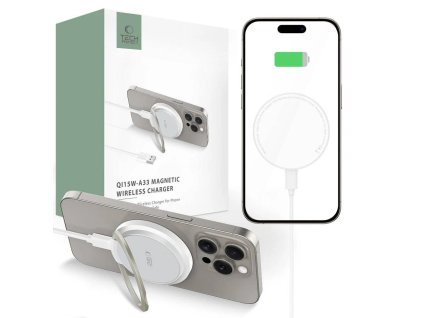 Bezdrátová nabíječka 15W Magnetic MagSafe Tech-Protect QI15W-A33 bílá