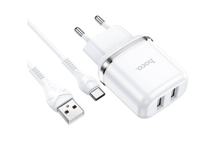 Nabíječka do sítě 2,4A 2xUSB + kabel 1m Lightning Hoco N4 Smart Dual USB bílá
