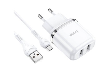 Nabíječka do sítě 2,4A 2xUSB + kabel 1m micro USB Hoco N4 Smart Dual USB - bílá