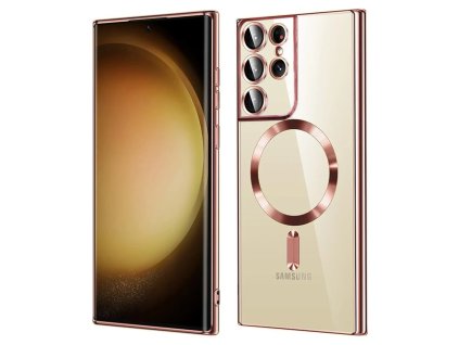 Kryt Samsung Galaxy S22 Ultra 5G Techsuit Luxury Crystal MagSafe - růžový
