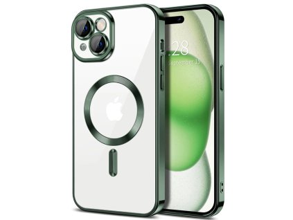 Kryt iPhone 15 Plus Techsuit Luxury Crystal MagSafe - tmavě zelený