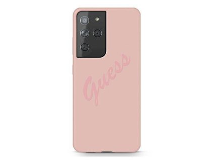 Kryt Samsung Galaxy S21 Ultra Guess Hardcase Script Vintage (GUHCS21LLSVSPI)  růžový