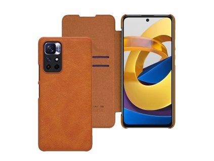 Kožené pouzdro Xiaomi Redmi Note 11 5G / Redmi Note 11S 5G / Redmi Note 11T 5G / POCO M4 Pro 5G, Nillkin - Qin, hnědé