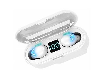 Bezdrátová sluchátka Bluetooth 5.0 HF TWS F9-5 s displejem, bílá