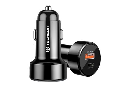 Nabíječka do auta Techsuit (CAPD028) - USB-A, QC 3.0 and USB-C, 38W - černá