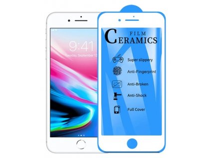 Hybridní sklo iPhone 6 / 6s - 9D Ceramic Full Glue - bílé