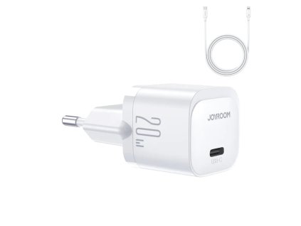 Nabíječka do sítě JoyRoom (JR-TCF02) – Type-C, 20W s kabelem Type-C to Lightning – bílá