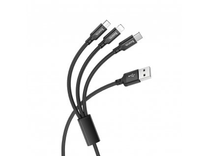 Datový kabel Hoco Times (X14) – USB-A na USB Type-C, Micro-USB, Lightning, 2A, 1,0m – černý