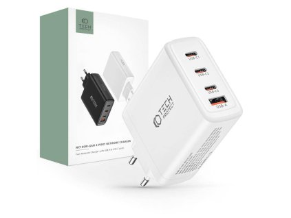 Nabíječka do sítě 100W 3x USB-C PD + QC3.0 USB Tech-Protect NC100W-GAN bílá