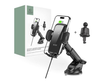 Univerzální držák do auta s 15W bezdrátovým nabíjením pro palubní desku / ventilační mřížku Tech-Protect CM15W-V1 černý