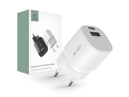 Nabíječka do sítě 20W USB QC3.0 + USB-C PD Tech-Protect C20W Mini bílá