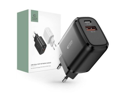 Nabíječka do sítě 20W USB QC3.0 + USB-C PD Tech-Protect C20W černá